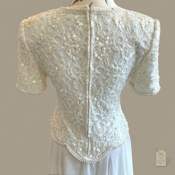 Vintage Brilliante by J.A. Ivory Beaded Sequin Formal Dress P/S - Picture 7 of 10